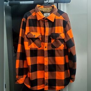 Legendary Whitetails Orange and Black Fleece Flannel, Size Medium